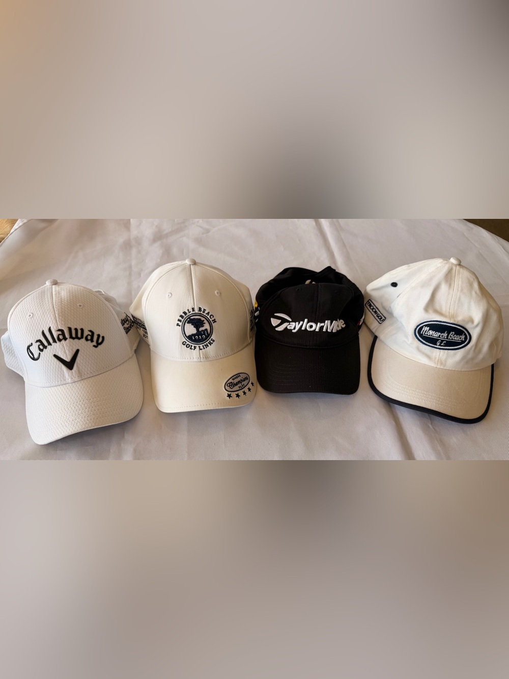 Set of 4 Golf Caps Pebble Beach Callaway Taylor Made Monarch Beach